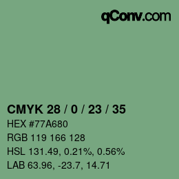 颜色代码: CMYK 28 / 0 / 23 / 35 | qconv.com