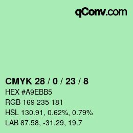 Color code: CMYK 28 / 0 / 23 / 8 | qconv.com