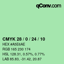 カラーコード: CMYK 28 / 0 / 24 / 10 | qconv.com