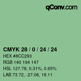 カラーコード: CMYK 28 / 0 / 24 / 24 | qconv.com