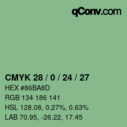カラーコード: CMYK 28 / 0 / 24 / 27 | qconv.com