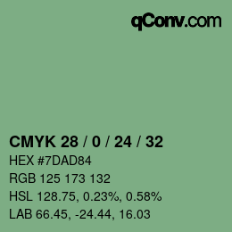 カラーコード: CMYK 28 / 0 / 24 / 32 | qconv.com