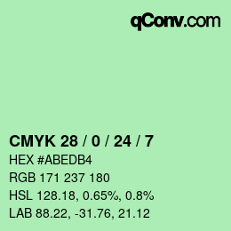 カラーコード: CMYK 28 / 0 / 24 / 7 | qconv.com