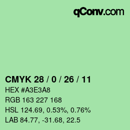 カラーコード: CMYK 28 / 0 / 26 / 11 | qconv.com