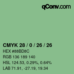 Color code: CMYK 28 / 0 / 26 / 26 | qconv.com