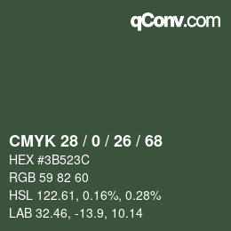 Color code: CMYK 28 / 0 / 26 / 68 | qconv.com