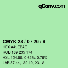 Color code: CMYK 28 / 0 / 26 / 8 | qconv.com