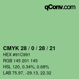 カラーコード: CMYK 28 / 0 / 28 / 21 | qconv.com