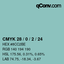 Color code: CMYK 28 / 0 / 2 / 24 | qconv.com