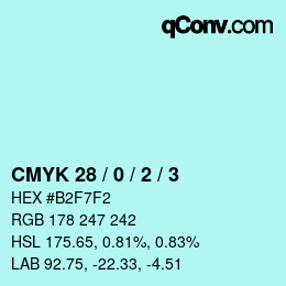 カラーコード: CMYK 28 / 0 / 2 / 3 | qconv.com
