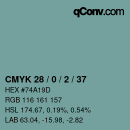 Color code: CMYK 28 / 0 / 2 / 37 | qconv.com