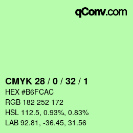 Farbcode: CMYK 28 / 0 / 32 / 1 | qconv.com