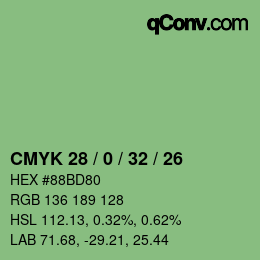 Code couleur: CMYK 28 / 0 / 32 / 26 | qconv.com