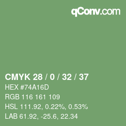 カラーコード: CMYK 28 / 0 / 32 / 37 | qconv.com