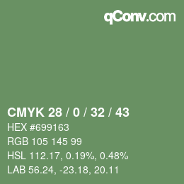 Color code: CMYK 28 / 0 / 32 / 43 | qconv.com