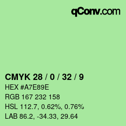 カラーコード: CMYK 28 / 0 / 32 / 9 | qconv.com