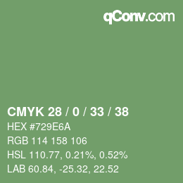 颜色代码: CMYK 28 / 0 / 33 / 38 | qconv.com
