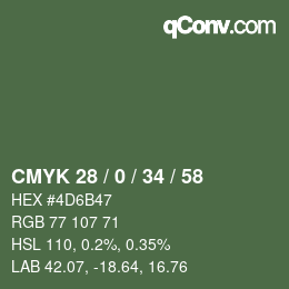 Farbcode: CMYK 28 / 0 / 34 / 58 | qconv.com