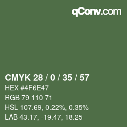 Color code: CMYK 28 / 0 / 35 / 57 | qconv.com