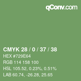 Farbcode: CMYK 28 / 0 / 37 / 38 | qconv.com