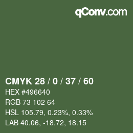 Color code: CMYK 28 / 0 / 37 / 60 | qconv.com