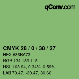 颜色代码: CMYK 28 / 0 / 38 / 27 | qconv.com