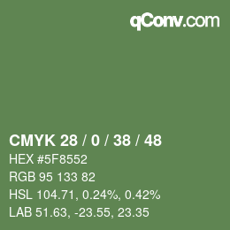 Farbcode: CMYK 28 / 0 / 38 / 48 | qconv.com