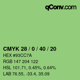 カラーコード: CMYK 28 / 0 / 40 / 20 | qconv.com