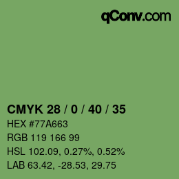 Color code: CMYK 28 / 0 / 40 / 35 | qconv.com