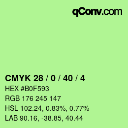 カラーコード: CMYK 28 / 0 / 40 / 4 | qconv.com