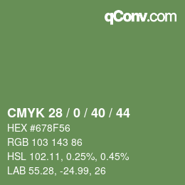 Farbcode: CMYK 28 / 0 / 40 / 44 | qconv.com