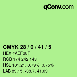 Color code: CMYK 28 / 0 / 41 / 5 | qconv.com