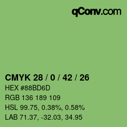 Color code: CMYK 28 / 0 / 42 / 26 | qconv.com