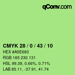 Farbcode: CMYK 28 / 0 / 43 / 10 | qconv.com