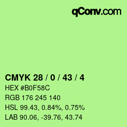 Color code: CMYK 28 / 0 / 43 / 4 | qconv.com