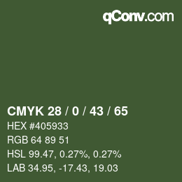 颜色代码: CMYK 28 / 0 / 43 / 65 | qconv.com