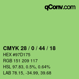 Color code: CMYK 28 / 0 / 44 / 18 | qconv.com