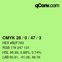 Color code: CMYK 28 / 0 / 47 / 3 | qconv.com