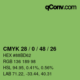 Color code: CMYK 28 / 0 / 48 / 26 | qconv.com