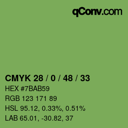 Color code: CMYK 28 / 0 / 48 / 33 | qconv.com