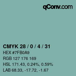 Color code: CMYK 28 / 0 / 4 / 31 | qconv.com