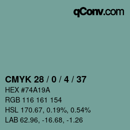 Color code: CMYK 28 / 0 / 4 / 37 | qconv.com