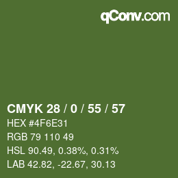 颜色代码: CMYK 28 / 0 / 55 / 57 | qconv.com