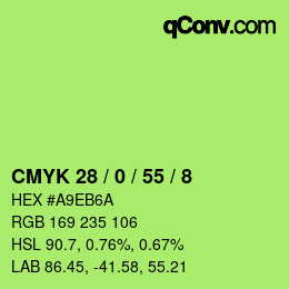 Color code: CMYK 28 / 0 / 55 / 8 | qconv.com