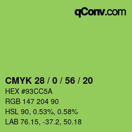 Farbcode: CMYK 28 / 0 / 56 / 20 | qconv.com