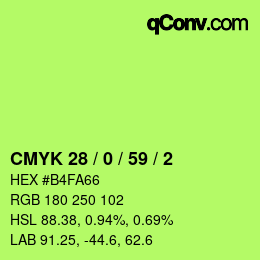 Color code: CMYK 28 / 0 / 59 / 2 | qconv.com