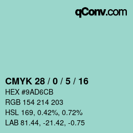 Code couleur: CMYK 28 / 0 / 5 / 16 | qconv.com