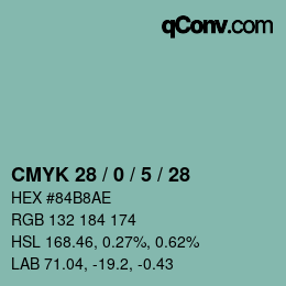 Farbcode: CMYK 28 / 0 / 5 / 28 | qconv.com