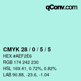 Color code: CMYK 28 / 0 / 5 / 5 | qconv.com