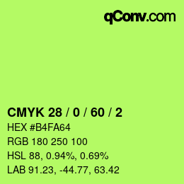 カラーコード: CMYK 28 / 0 / 60 / 2 | qconv.com